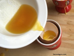 pour the melted beeswax into the eggshells carefully