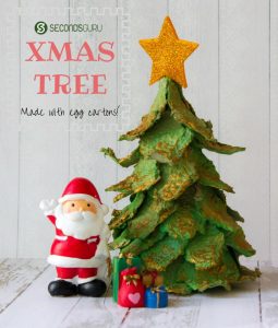 Kids Crafts | Create a miniature Christmas tree out of egg cartons! A fun holiday activity this Xmas season