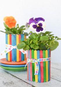 Craft Stick Flower Pots Tin Can
