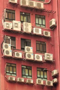 Air conditioners being used in summer