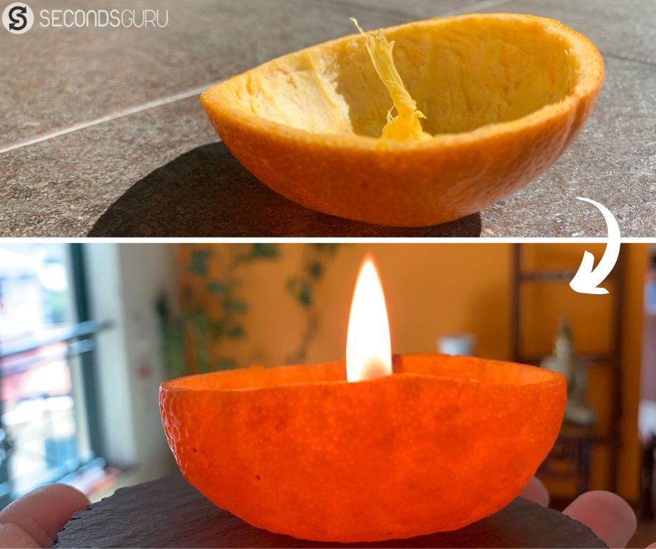 how to make candle from an orange peel
