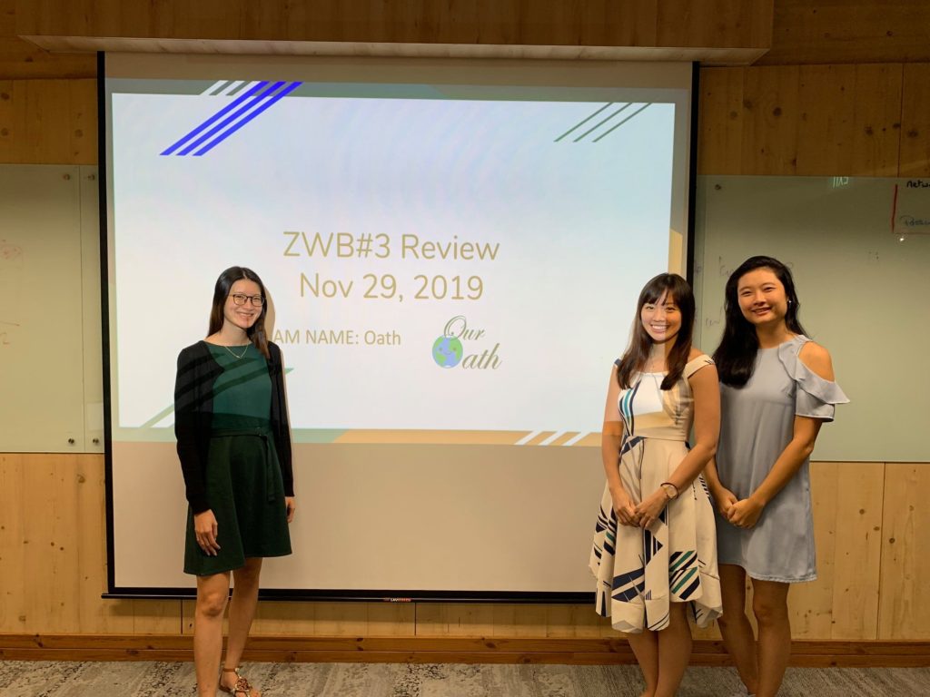 Esther Heng, Sindy Ong and Yin Ling Tan from Team Oath presenting at ZWB#3 review session