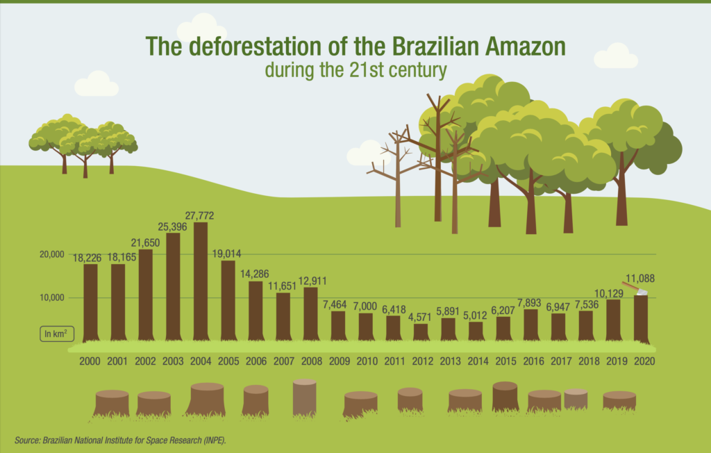 Infographic on The deforestation of the Brazilian Amazon